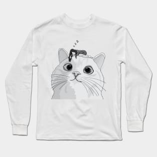 The girl sleeping on her cat Long Sleeve T-Shirt